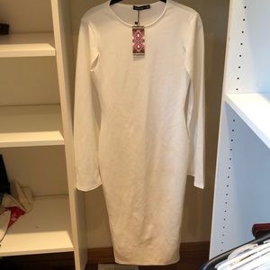 NEW Boohoo cape sleeve white bodycon dress